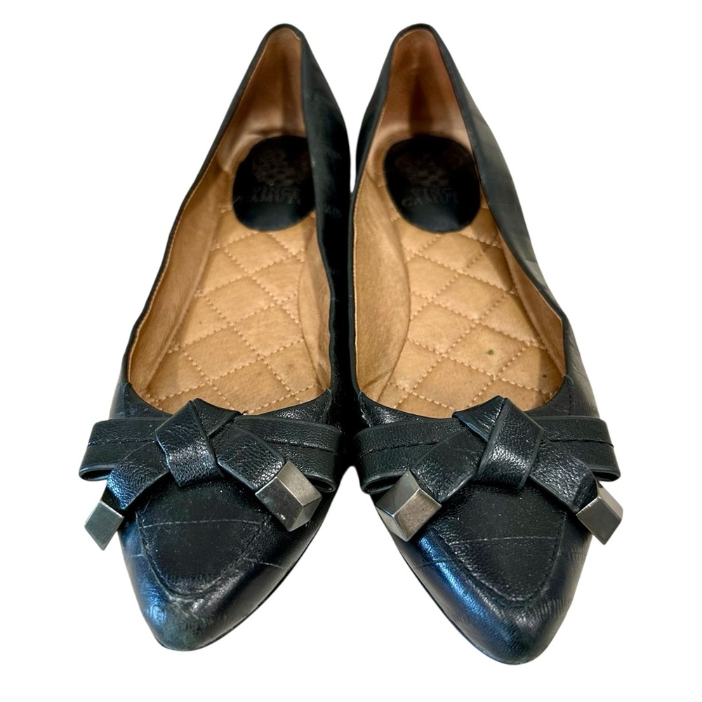 Vince Camuto Graci Black Leather Bow Flats 7